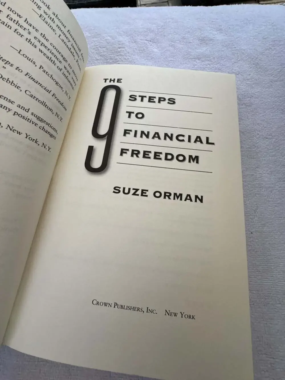 The 9 Steps to Financial Freedom by Suze Orman Hardcover Book